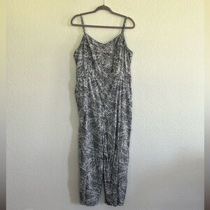 Wide-leg palm print jumpsuit